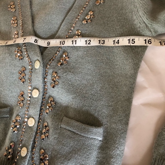 j crew crystal bead gray cardigan womans S-m sweater Wool Alpaca Blend Dressy - Picture 9 of 12